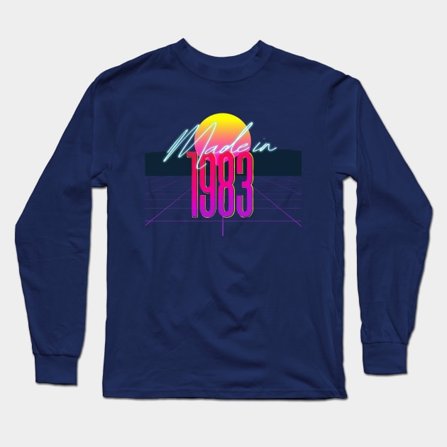 Made In 1983 ∆∆∆ VHS Retro Outrun Birthday Design Long Sleeve T-Shirt by DankFutura